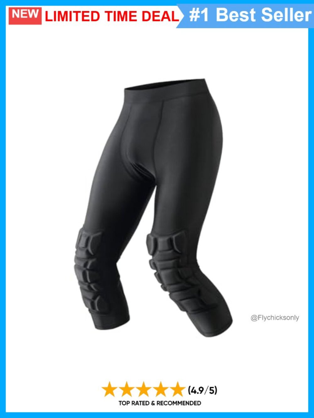 Men 3/4 Padded Basketball Compression Leggings Knee Pads Cup Pocket